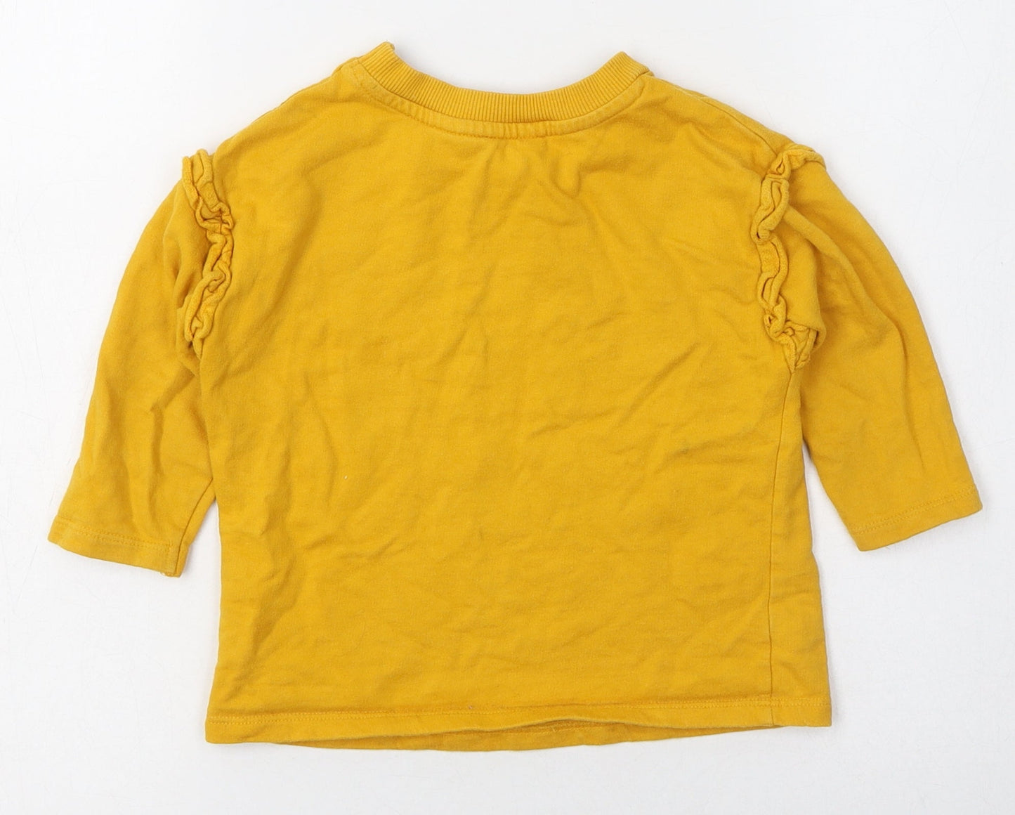 Angel  Yellow  Cotton Basic T-Shirt Size 12-18 Months Round Neck Pullover