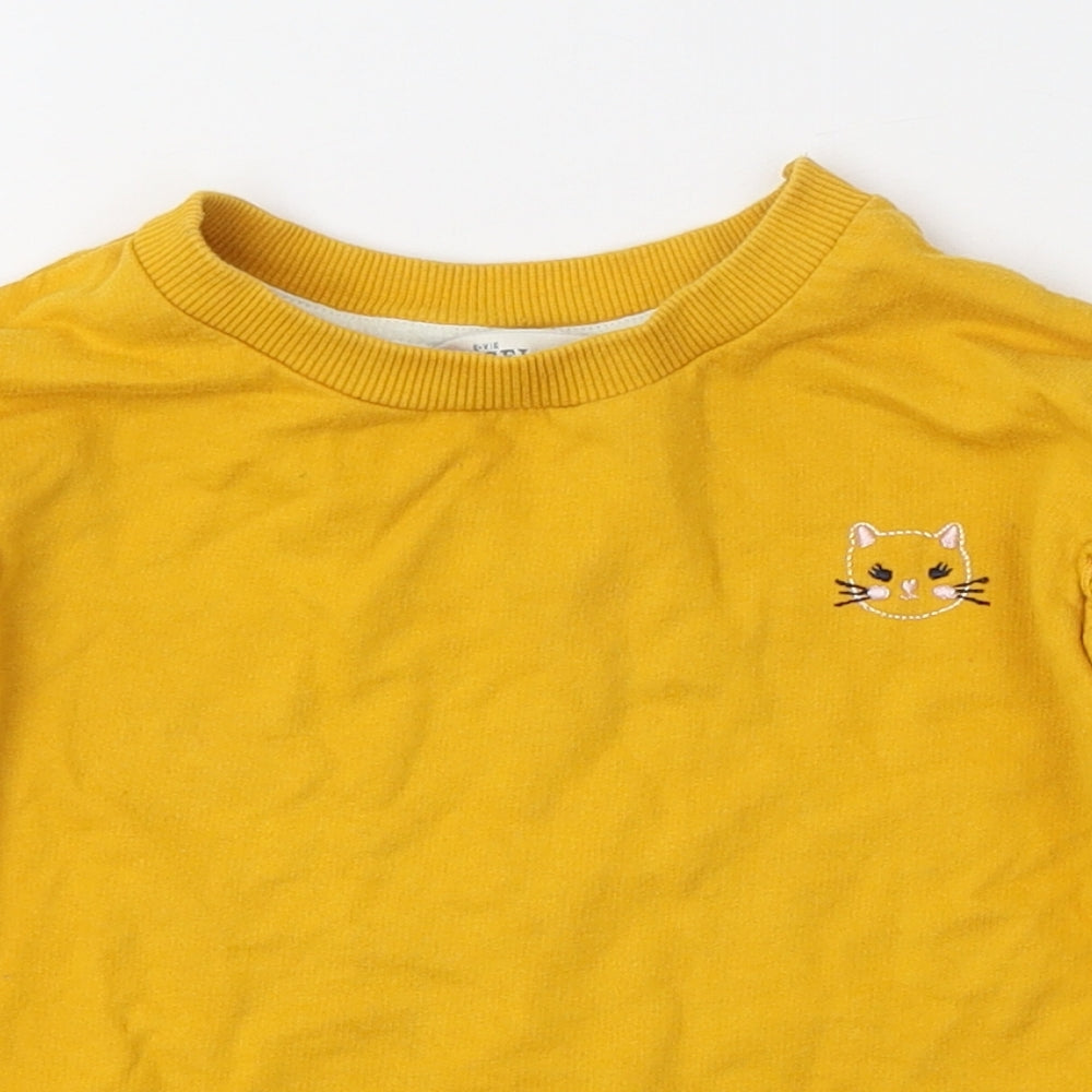 Angel  Yellow  Cotton Basic T-Shirt Size 12-18 Months Round Neck Pullover