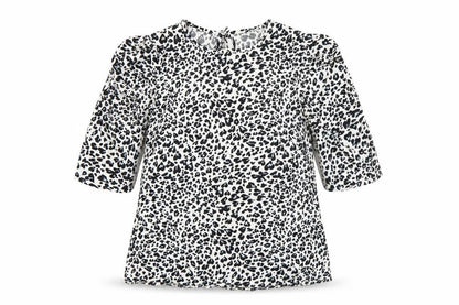 Papaya Womens White Animal Print Viscose Basic Blouse Size 8 Round Neck