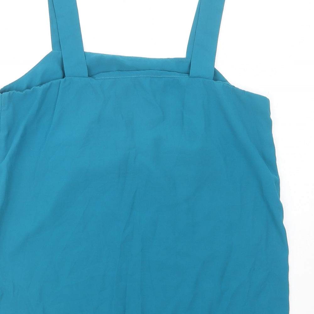 F&F Womens Green  Polyester Basic Tank Size 12 Square Neck