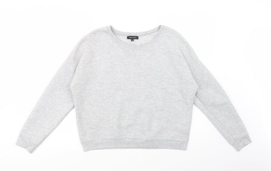 New Look Womens Grey Striped Polyacrylate Fibre Pullover Sweatshirt Size 14  Pullover