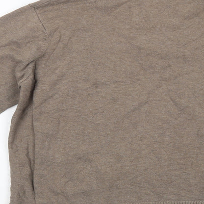 Marks & Spencer Mens Beige Collared  Cotton Henley Jumper Size M
