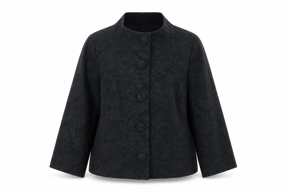 Evans Womens Black Floral  Jacket Blazer Size 18  Button