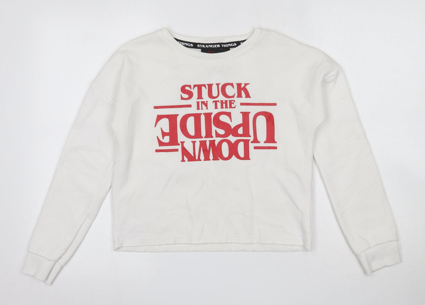 Stranger Things Womens Ivory  Cotton Pullover Sweatshirt Size S   - Cropped