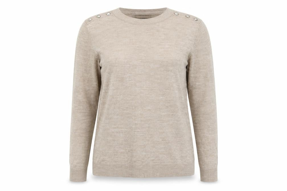 Primark Womens Beige Crew Neck  Acrylic Pullover Jumper Size 12
