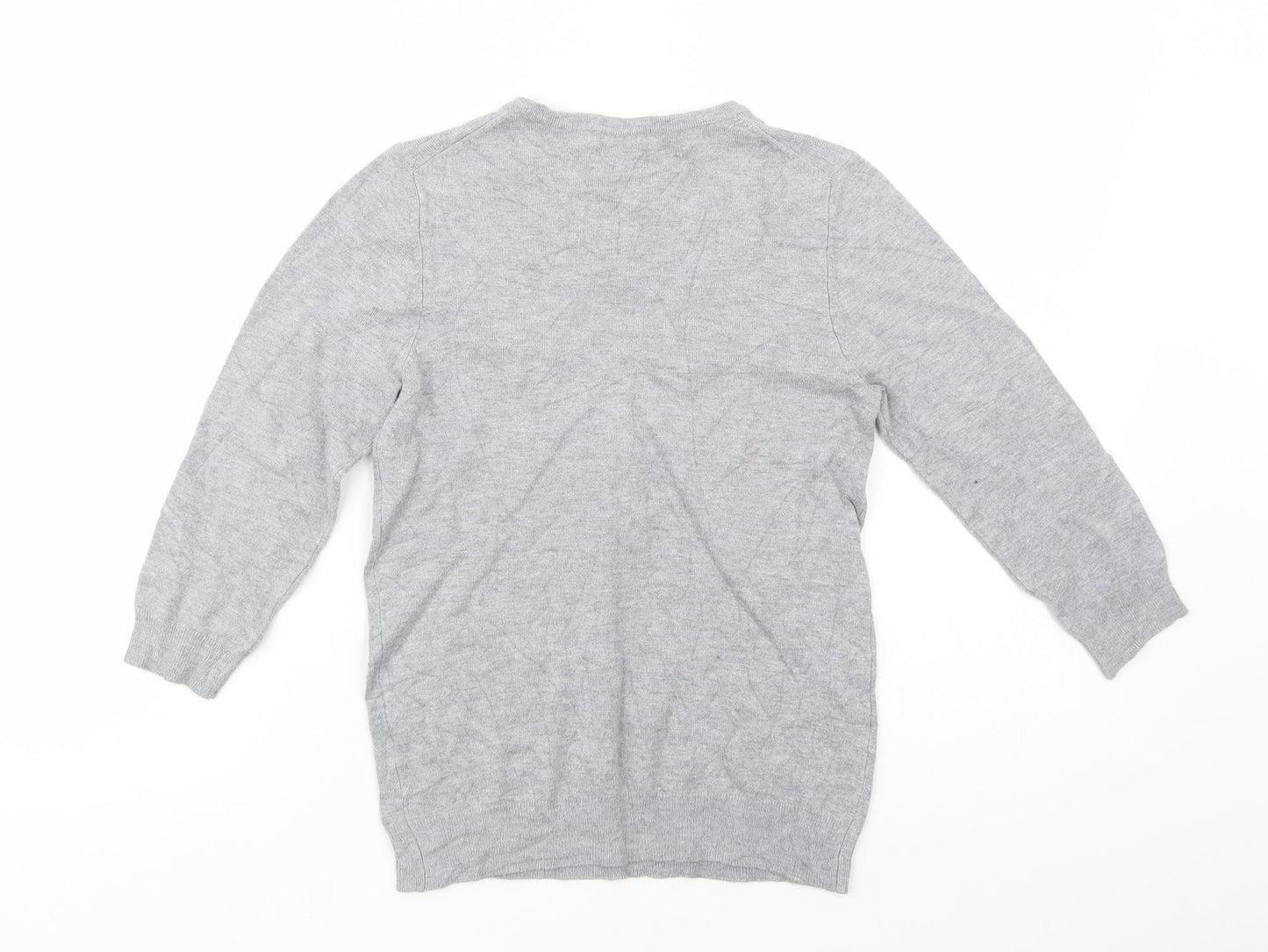 Marks and Spencer Womens Grey V-Neck  Viscose Pullover Jumper Size 8
