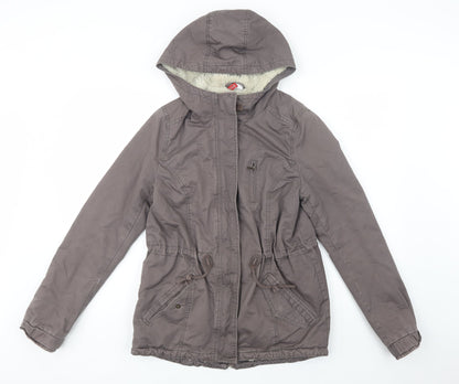 H&M Womens Brown   Parka Jacket Size 8  Zip