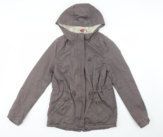 H&M Womens Brown   Parka Jacket Size 8  Zip