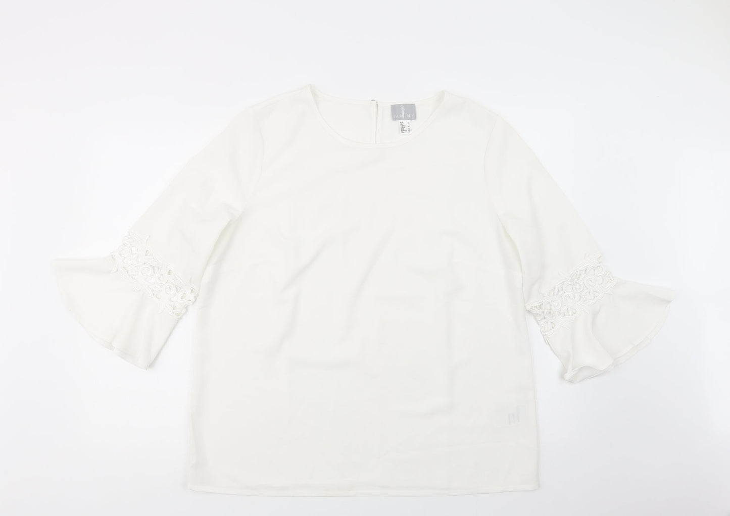 Fair Lady Womens White  Polyester Basic Blouse Size 18 Boat Neck