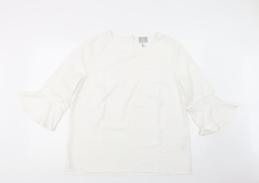 Preloved Fair Lady Womens White  Polyester Basic Blouse Size 18 Boat Neck - Front