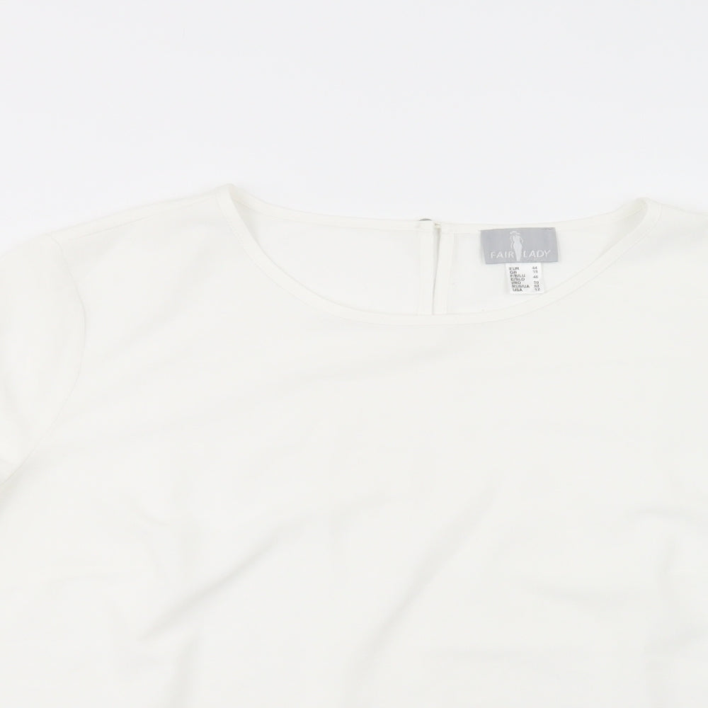 Fair Lady Womens White  Polyester Basic Blouse Size 18 Boat Neck