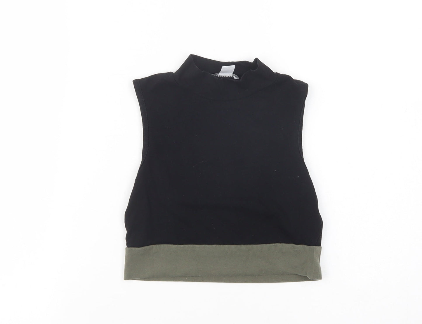 Primark Girls Black  Cotton Basic Blouse Size 9-10 Years Mock Neck Pullover