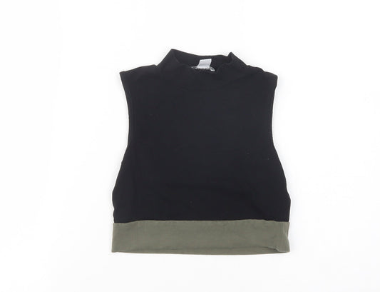 Primark Girls Black  Cotton Basic Blouse Size 9-10 Years Mock Neck Pullover