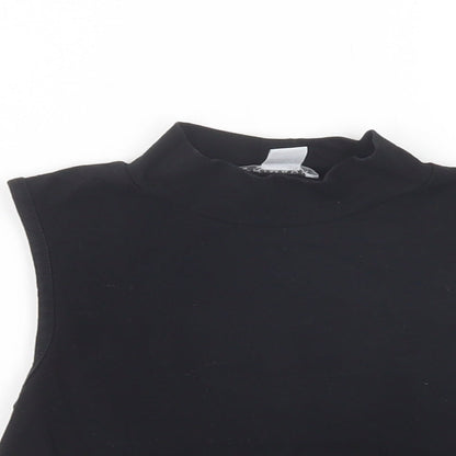 Primark Girls Black  Cotton Basic Blouse Size 9-10 Years Mock Neck Pullover