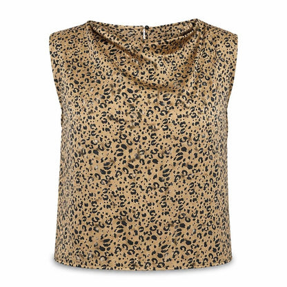 Primark Womens Brown Animal Print Polyester Basic Blouse Size 8 Round Neck