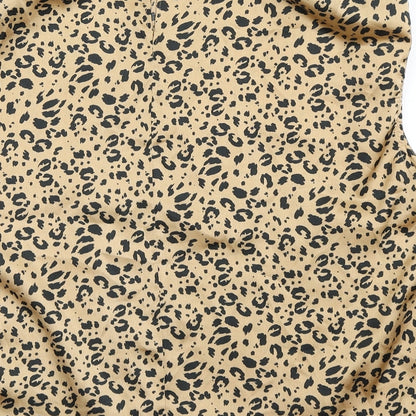 Primark Womens Brown Animal Print Polyester Basic Blouse Size 8 Round Neck