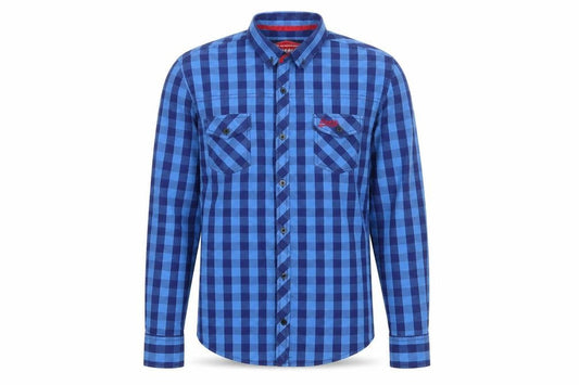 KINGPIN Mens Blue Check Cotton  Button-Up Size S Collared Button