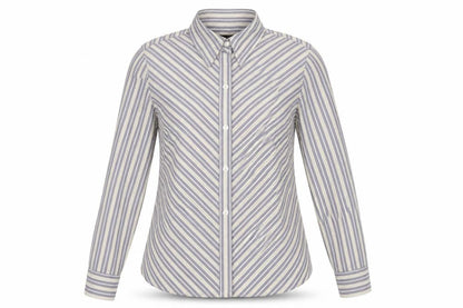 Express Womens Grey Striped 100% Cotton Basic Button-Up Size 12 Collared - Size 11-12