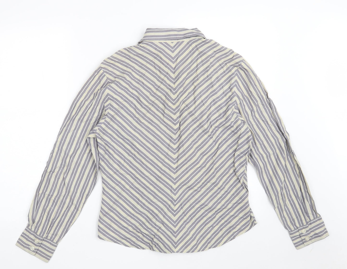 Express Womens Grey Striped 100% Cotton Basic Button-Up Size 12 Collared - Size 11-12
