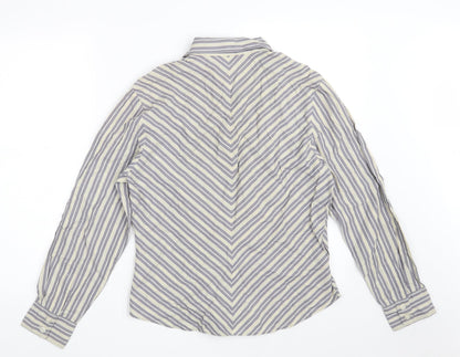 Express Womens Grey Striped 100% Cotton Basic Button-Up Size 12 Collared - Size 11-12