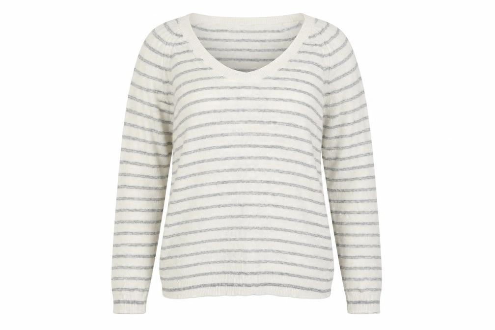 Gap Womens White V-Neck Striped Acrylic Pullover Jumper Size S