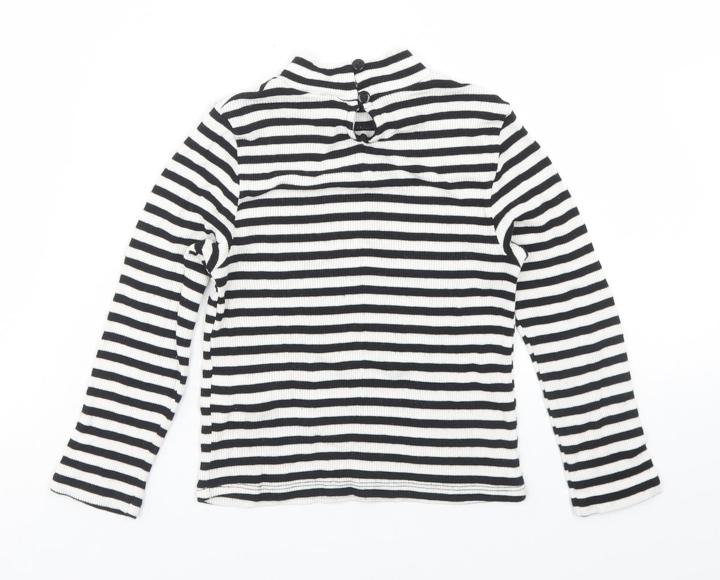 Miss Selfridge Womens White Striped Viscose Cropped T-Shirt Size 4 Mock Neck