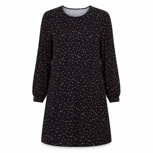 Mango Womens Black Polka Dot Polyester A-Line  Size M  Round Neck