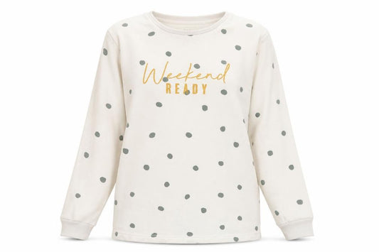F&F Womens White Polka Dot Polyester Pullover Sweatshirt Size S   - Weekend Ready