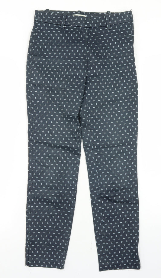 H&M Womens Blue Argyle/Diamond Cotton Dress Pants Trousers Size 34 L26 in Regular Hook & Eye