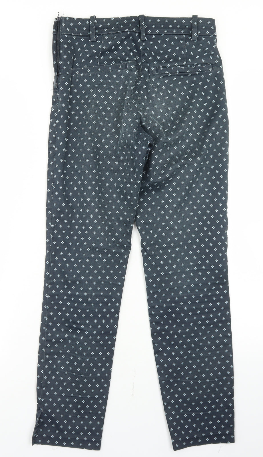 H&M Womens Blue Argyle/Diamond Cotton Dress Pants Trousers Size 34 L26 in Regular Hook & Eye