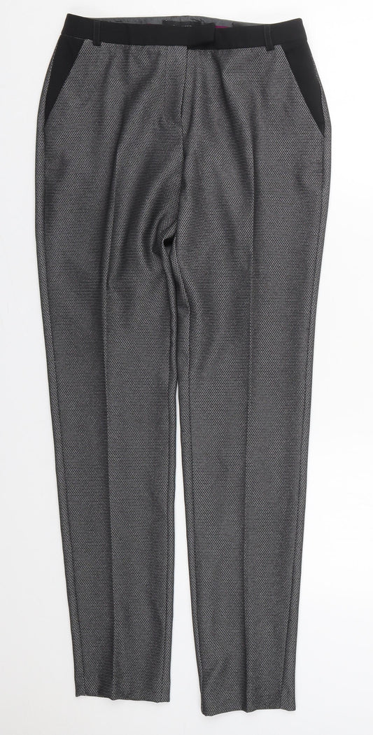 Atmosphere Womens Grey Geometric Polyester Trousers  Size 6 L30 in Regular Hook & Eye