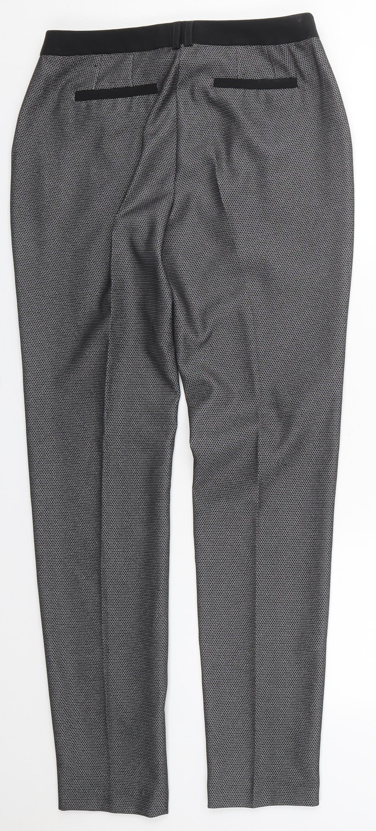 Atmosphere Womens Grey Geometric Polyester Trousers  Size 6 L30 in Regular Hook & Eye