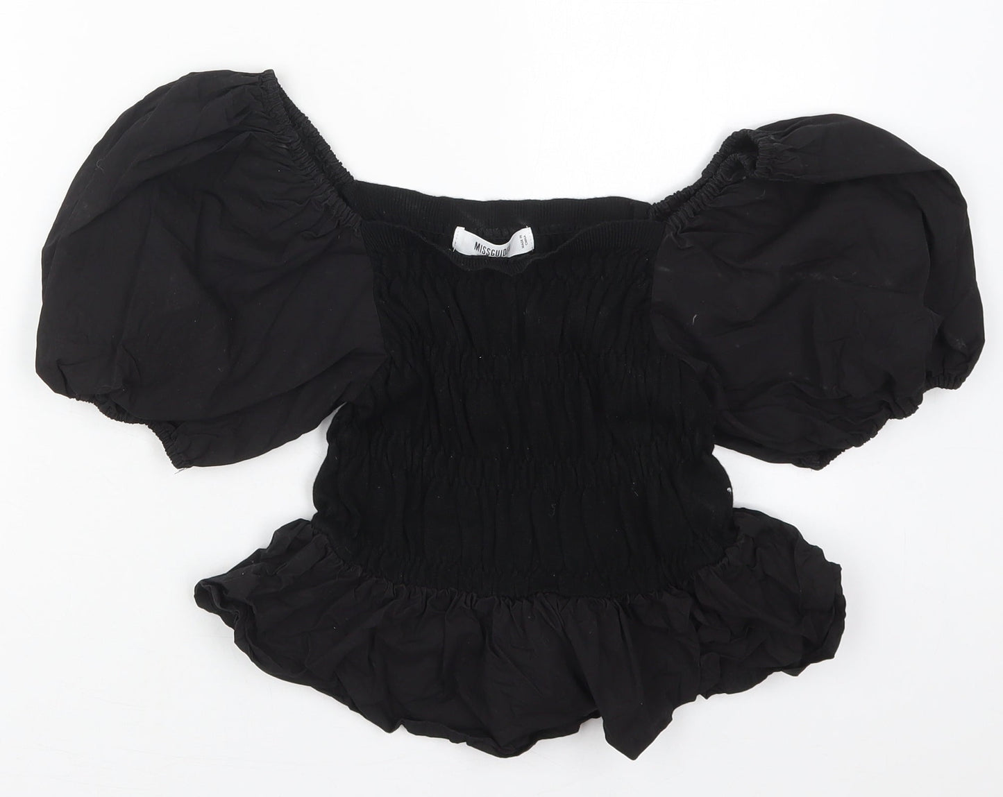 Missguided Womens Black  Viscose Basic Blouse Size 10 Round Neck