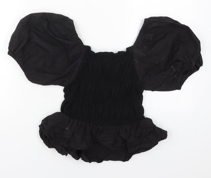 Missguided Womens Black  Viscose Basic Blouse Size 10 Round Neck