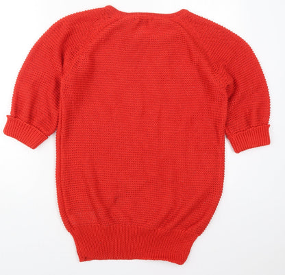 Preloved Peacocks Womens Red Round Neck  Polyester Pullover Jumper Size 12 - Back