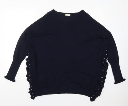 Preloved Kilky Womens Blue Round Neck  Viscose Pullover Jumper One Size - Front