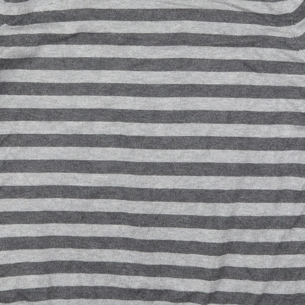 Preworn Womens Grey Round Neck Striped Viscose Pullover Jumper Size 14