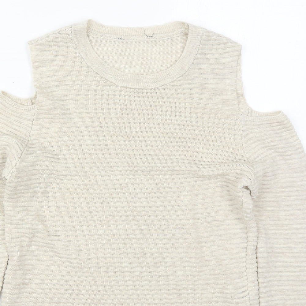 Atmosphere Womens Beige Crew Neck  Acrylic Pullover Jumper Size 8