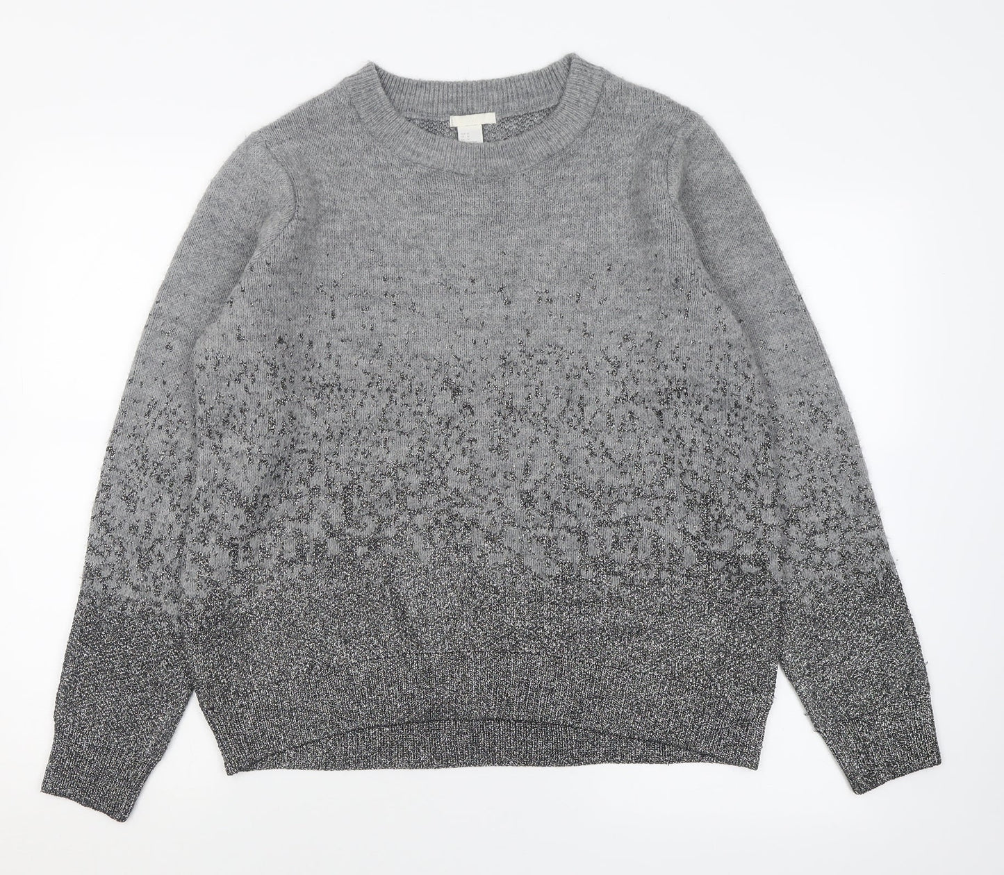 H&M Womens Grey Crew Neck  Acrylic Pullover Jumper Size M