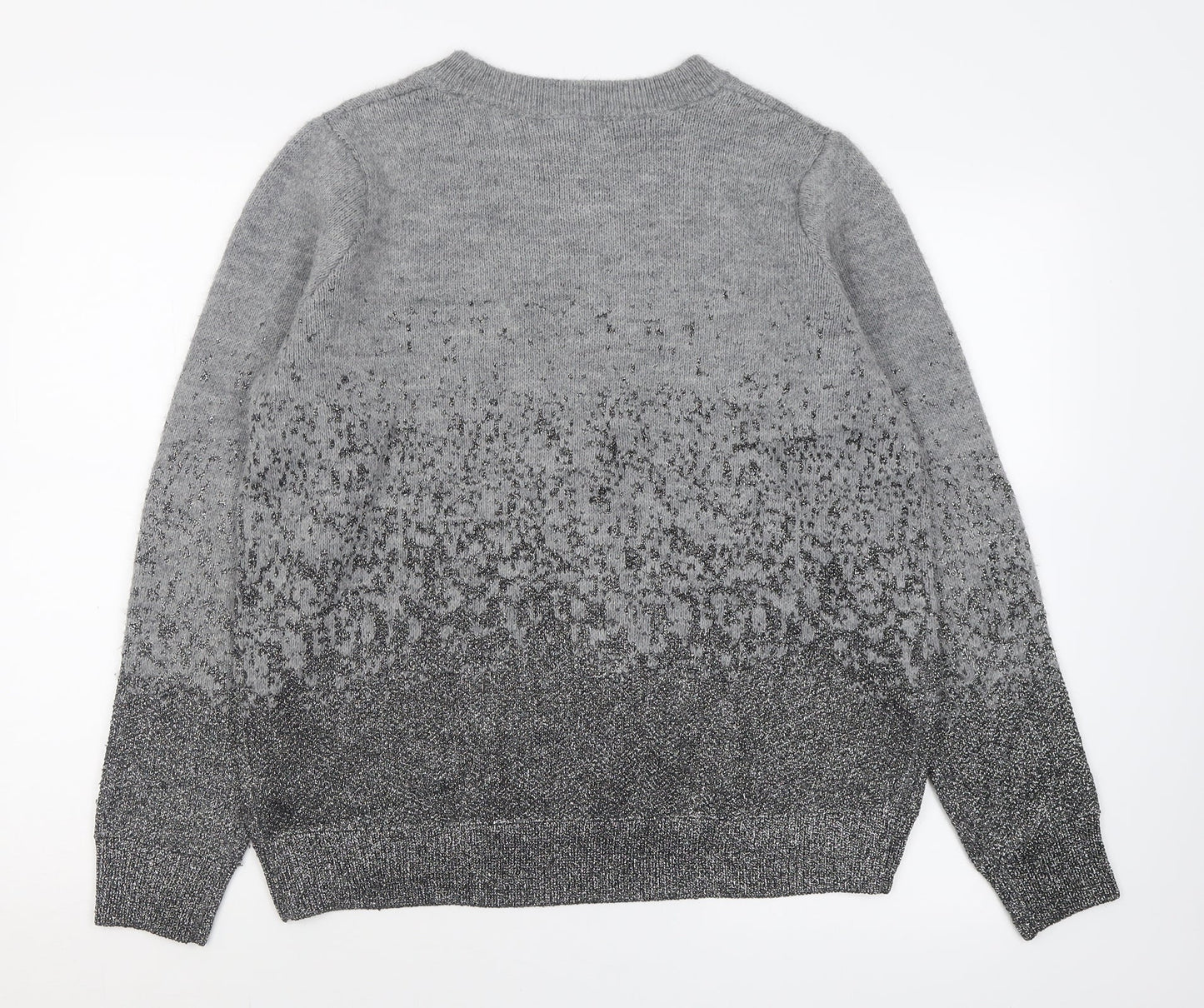 H&M Womens Grey Crew Neck  Acrylic Pullover Jumper Size M