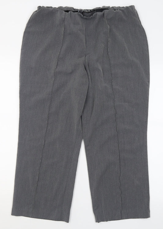 bonmarch Womens Grey  Polyester Cropped Trousers Size 18 L24 in Regular