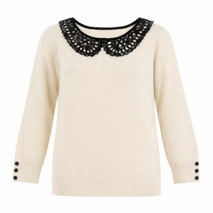 David Emanuel Womens Beige Collared  Viscose Pullover Jumper Size XS