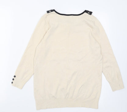 David Emanuel Womens Beige Collared  Viscose Pullover Jumper Size XS