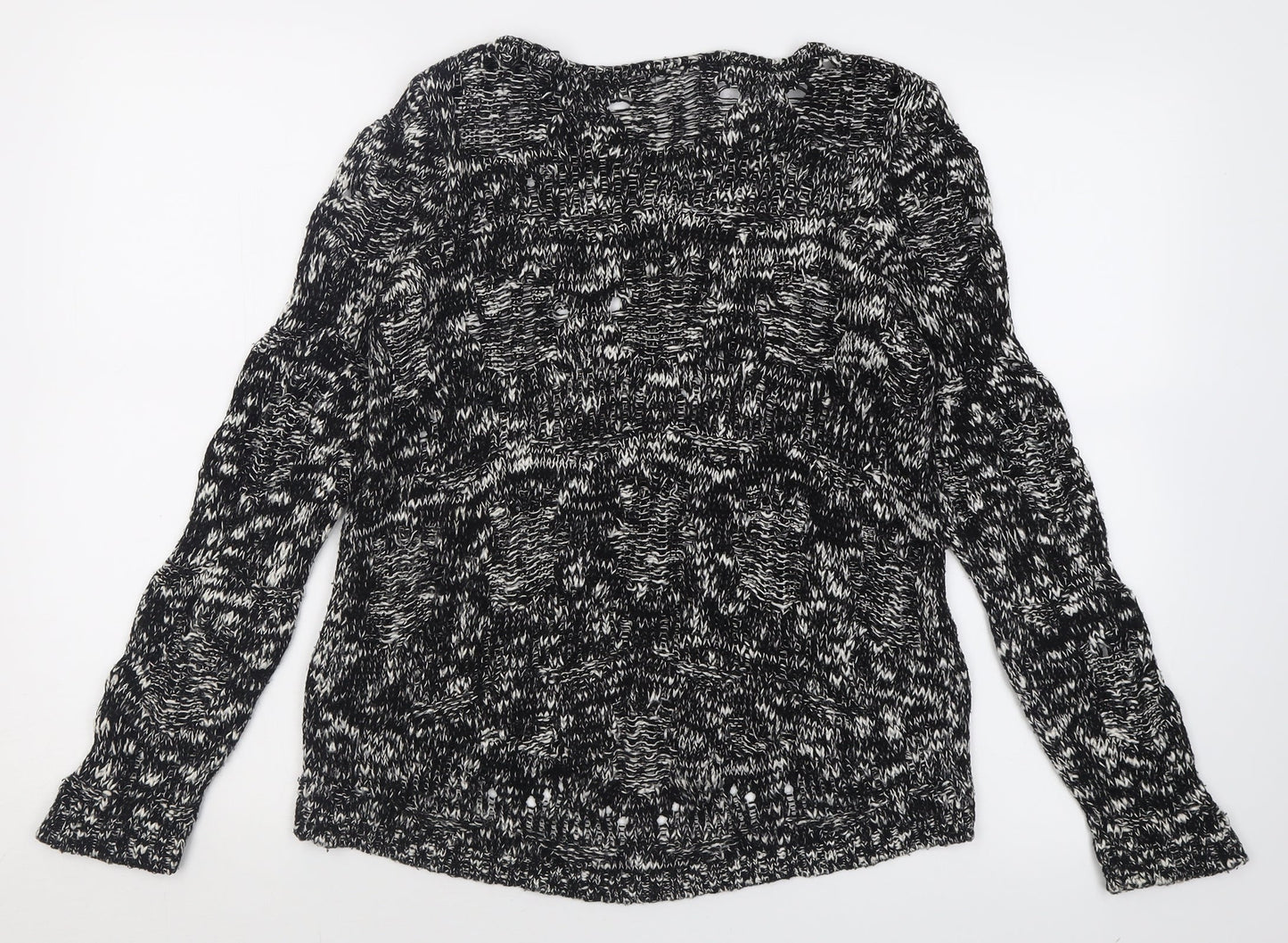 New Look Womens Black Boat Neck  Cotton Pullover Jumper Size 8