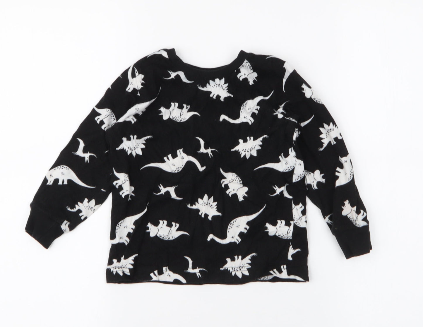 Matalan Boys Black  100% Cotton Jersey T-Shirt Size 3-4 Years Round Neck Pullover - Dinosaurs