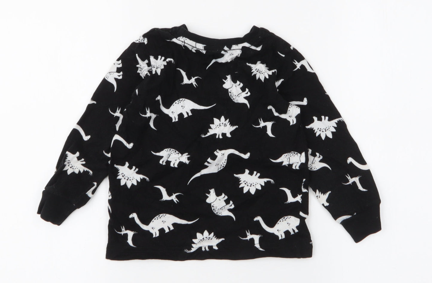 Matalan Boys Black  100% Cotton Jersey T-Shirt Size 3-4 Years Round Neck Pullover - Dinosaurs