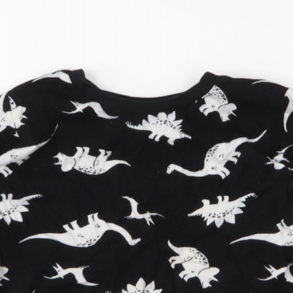 Matalan Boys Black  100% Cotton Jersey T-Shirt Size 3-4 Years Round Neck Pullover - Dinosaurs