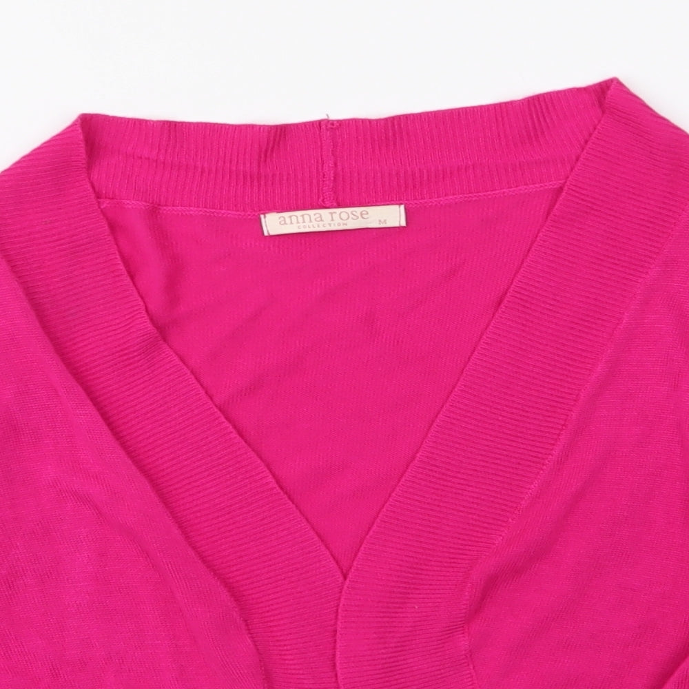 Anna Rose Womens Pink V-Neck  Viscose Cardigan Jumper Size M   - Cropped