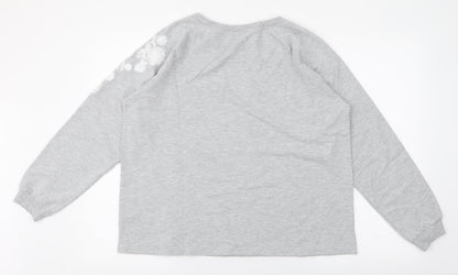 Dunnes Womens Grey Floral Polyester Pullover Sweatshirt Size L  Pullover