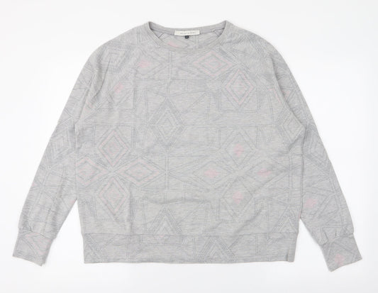 Maison De Nimes Womens Grey Geometric Cotton Pullover Sweatshirt Size 14  Pullover